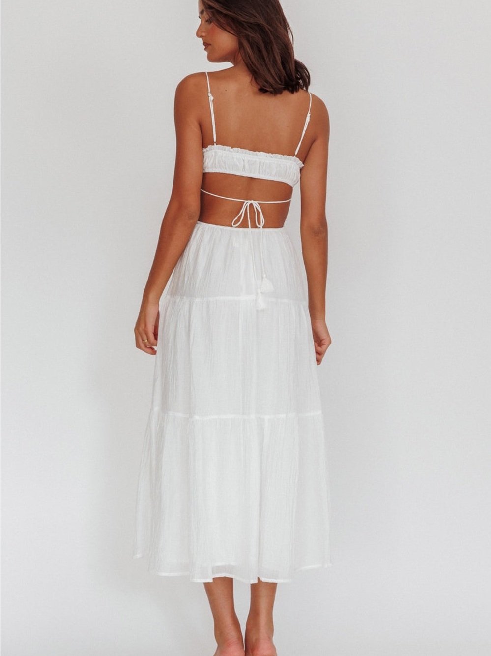 Indikah Cutout White Maxi Dress with Spaghetti Straps - Picture 2 of 3